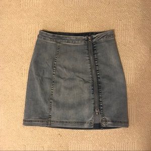 Free People Zip Denim Mini Skirt